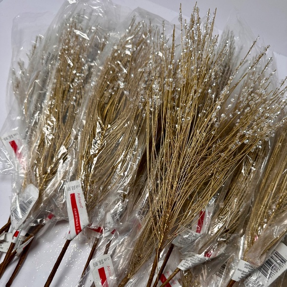 Gold Iced Floral Picks Bundle 🌟 Winter Stems • Glam Holiday Decor - Picture 2 of 4